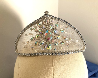 Hand-beaded crystal snowflake crown for Nutcracker ballet, costume, bridal