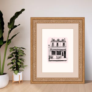 Parisian Café Print, French Coffee Shop Wall Art, Pink Aesthetic Decor, Paris Lover Gift, Girly Digital Download, Vintage Paris Print