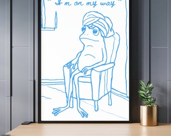I'm On My Way Funny Frog Line Art Print | Digital Download | line art | funny frog art | digital download | frog art print | trendy print
