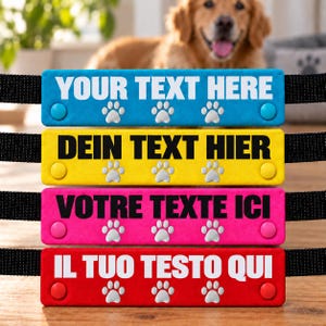 Individuell gestaltete Hundeleinenhülle: Reflektierendes Pfotenmotiv, personalisiertes Etikett (21 x 5 cm)