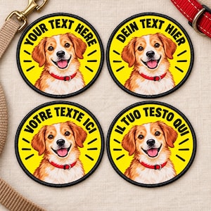 Iron On Dog Patch: Your Custom Text (Any Language)
