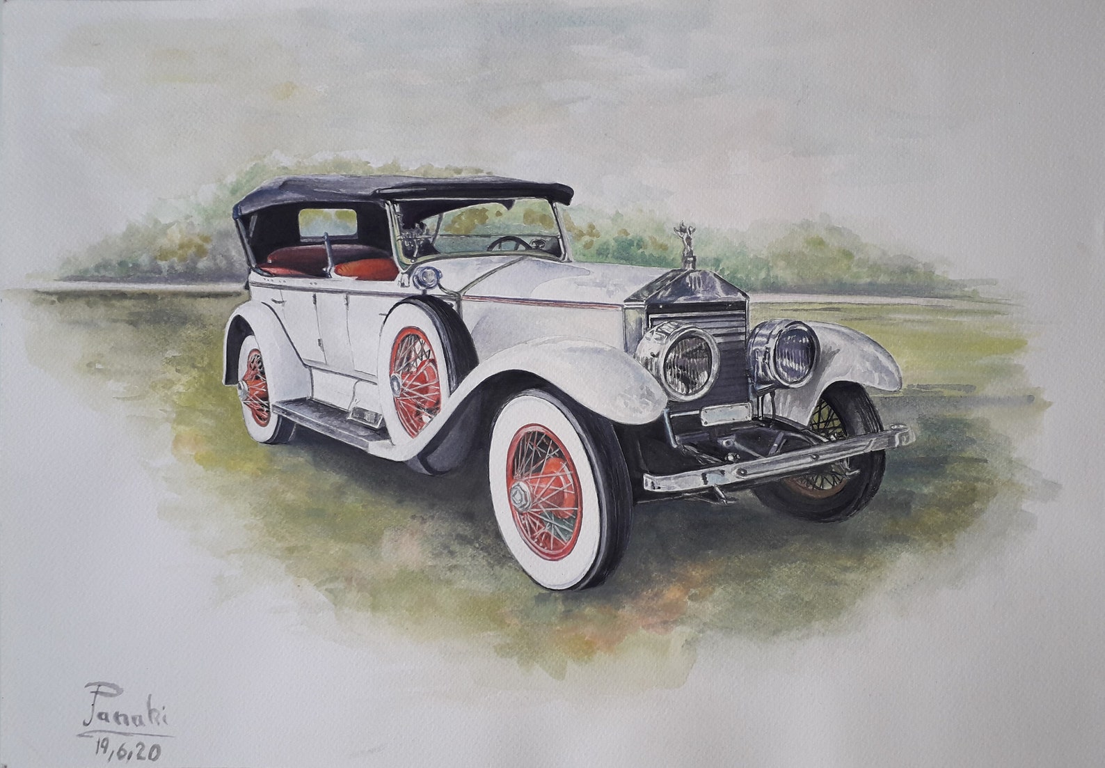Original Watercolor Painting of a Classic Car 1930's Ford in White - Etsy