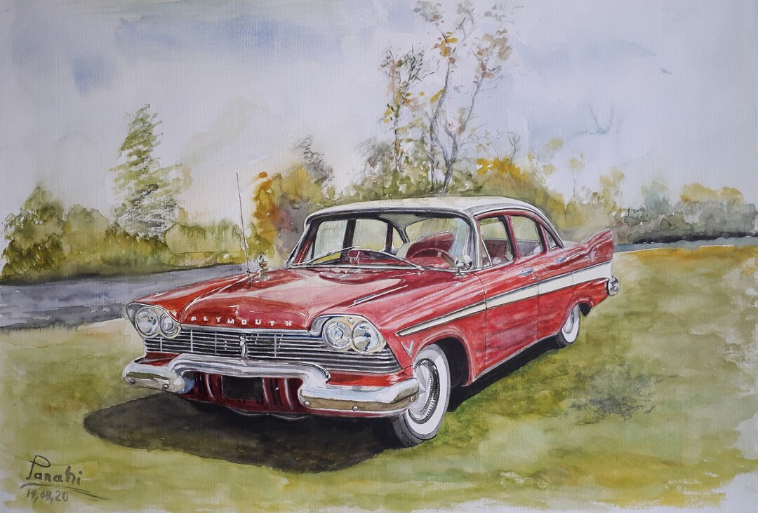 Original Watercolor Painting of a Classic Car Model 1957 Plymouth in ...