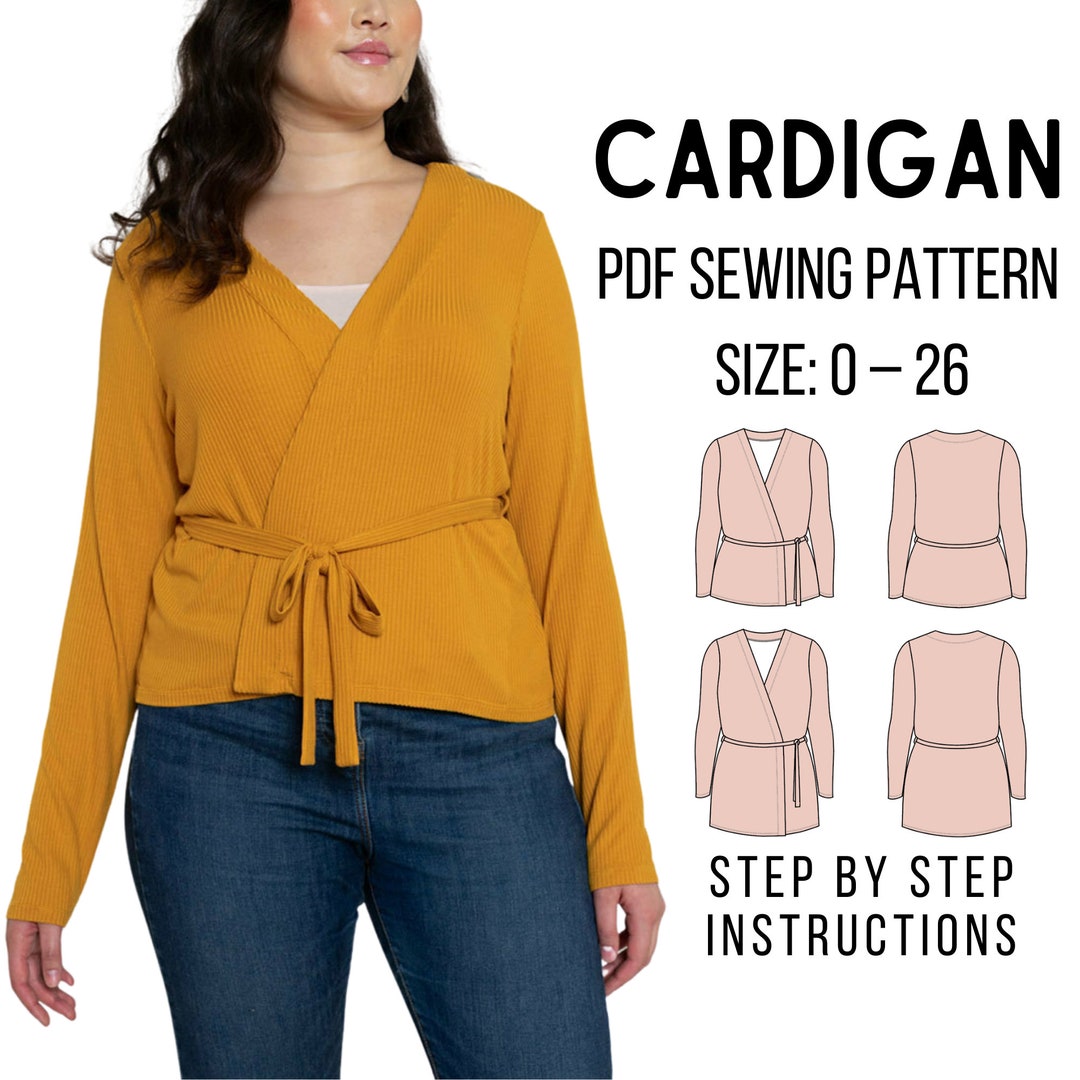 Sleek Wrap Cardigan Sewing Pattern Beginner Pattern Step by Step Sewing