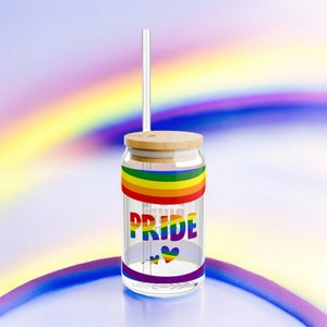 Gay Pride, LGBTQ+, Pride Cup, Rainbow Glass, Pride Gift, I&#39;m Built For This, 16oz Glass Cup, Pride Coffee Glass Cup, LGBTQ+ Support