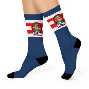 Dog Man Inspired Cushioned Crew Socks for Dog Lovers, Fun Gift for Dog Man Fans, Cozy Comfortable Socks, Kids and Adults, Hilarious Cartoon