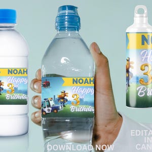 Etiqueta para botella de agua con temática de Dogman para fiesta de cumpleaños de niños / Fiesta imprimible / Decoración para fiesta