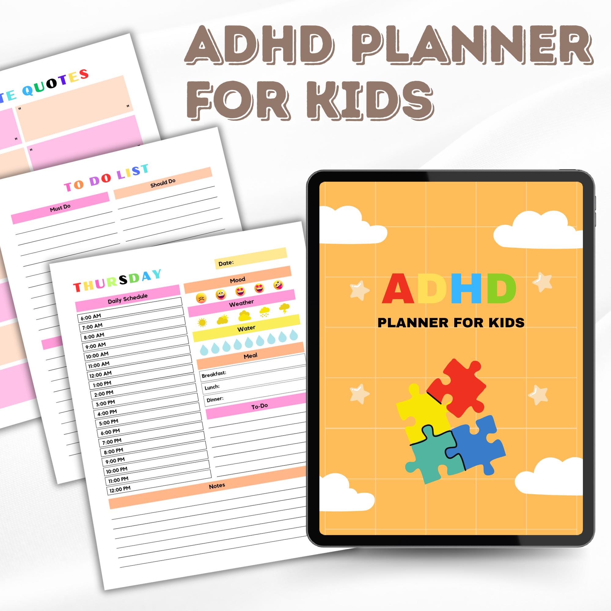 ADHD Planner for Kids - Printable Daily Organizer, Child-friendly Focus ...
