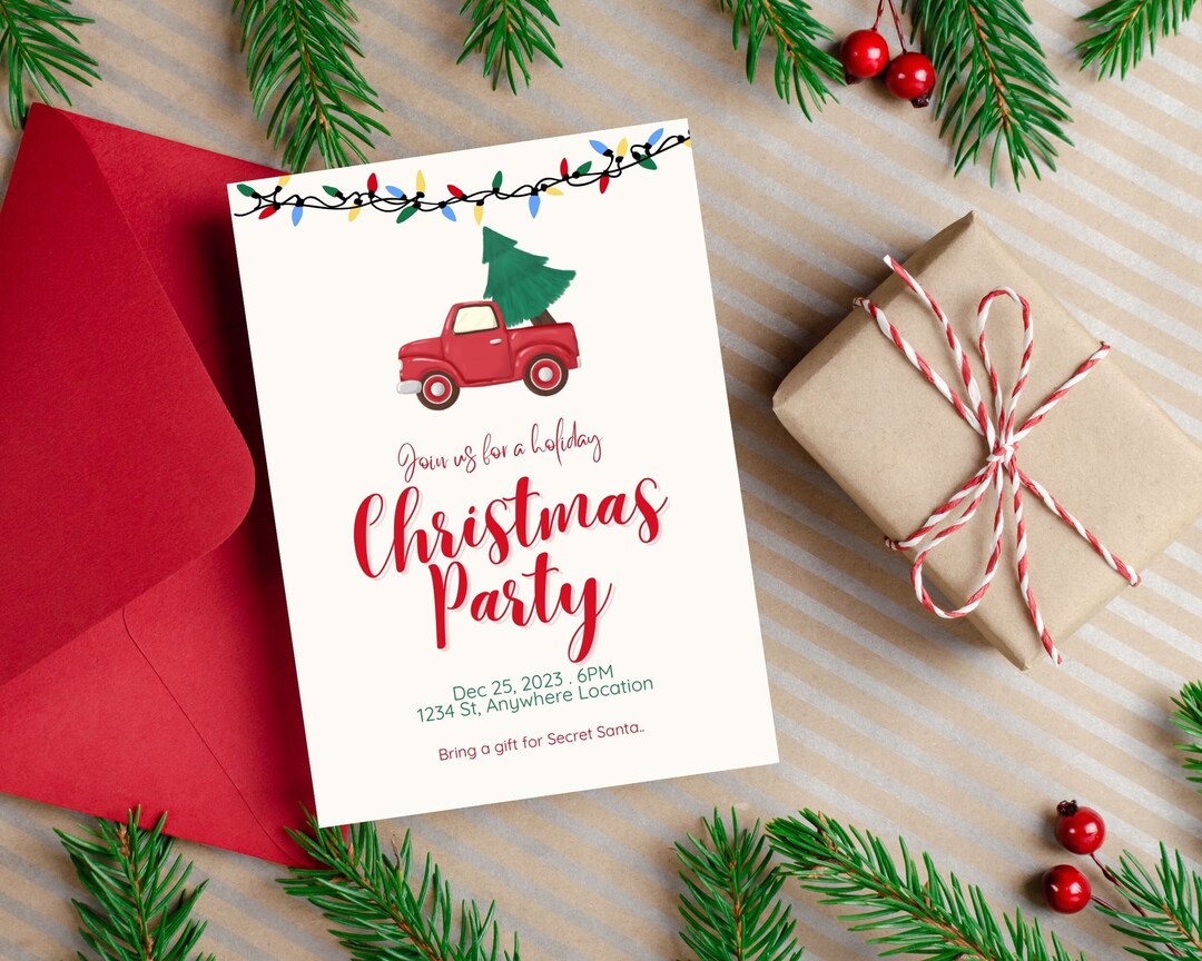 Editable Christmas Party Invitation Holiday Office Party Digital