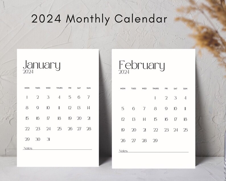 2025 Printable Calendar Month at a Glance Minimalist Modern Wall Art