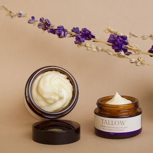 Tallow Lavender organic grass-fed beef tallow balm/cream from Germany Lake Constance, with cold-pressed lavender oil, 100% natural skin care image 2