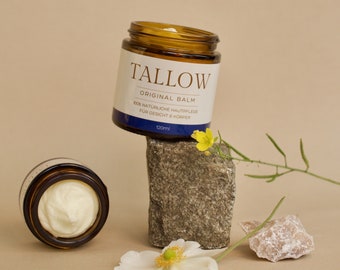 Tallow Pur - Baume/crème de suif de bœuf nourri à l'herbe 100 % biologique d'Allemagne (lac de Constance), sans odeur, sans produits chimiques, soin naturel de la peau