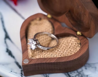 Boîte à bijoux en bois | Forme de boîte coeur | Boîte à bijoux | Boîte à bagues | Décoration de mariage | Boîte de mariage | Cadeaux de mariage | Cadeaux pour elle