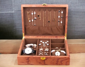 organisateur de boîtes à bijoux en bois vintage | Rangement Bracelet Boucle d'oreille Collier Bague Montre | Présentoir de rangement pour bijoux suspendus | Coffret cadeau