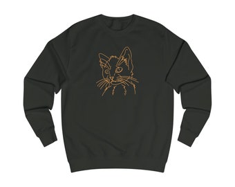 Men's Sweatshirt, Sweatshirt with Orange Cat, Sweatshirt for Everyday Wear