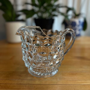 Fostoria Glass Water Pitcher 1L | Sangria Jar | Entertaining Glassware | Entertaining | Vintage 1950s Clear Glass Pitcher with Ice Lip