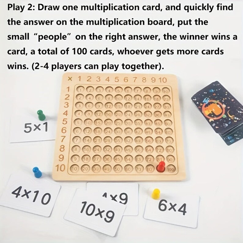 Multiplication Board Game Wooden Math Multiplication Board Etsy