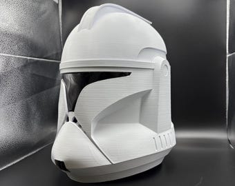 3D Printed Clone Trooper Phase 1 Helmet,  Raw White PLA, Cosplay Prop, Optional Visor