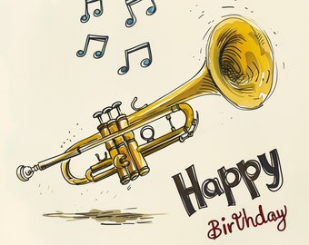 Trumpet Birthday Card