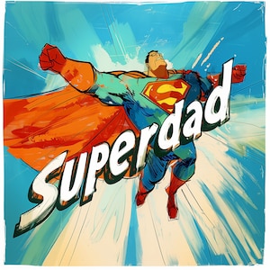 Cartão de felicitações para o Superpai, Cartão para o Pai, Cartão para o Dia dos Pais