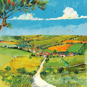 Countryside Village Greetings Card