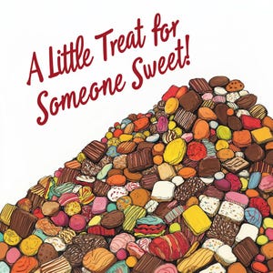 Chocs & Sweeties Karte - Sweeties Karte, Schokolade Karte, Süße Geburtstagskarte, Karte für Sie, Karte für Ihn, Süßigkeiten Karte, Candy Karte