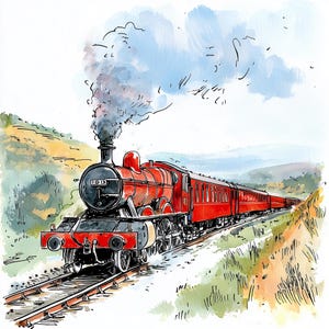 Cartão de trem a vapor - Cartão de felicitações, Cartão de aniversário, Cartão de trem, Cartão de aniversário de trem, Cartão de trem a vapor clássico