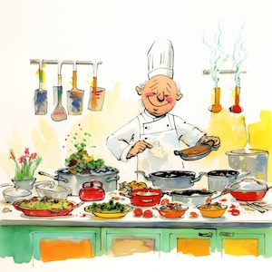 Chefkoch-Grußkarte, Karte für Ihn, Chefgeburtstagskarte, Chefkoch, Chefkoch