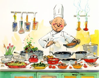 Cartão de felicitações para chef, Cartão para ele, Cartão de aniversário para chef, Chef executivo, Chef de cozinha