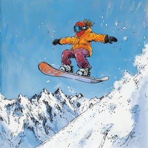 Snowboarder Card - Snowboard Card per lei, Snowboard Birthday Card, Snowboard Greeting Card