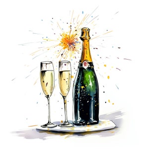 Biglietto di auguri di congratulazioni, biglietto di celebrazione, biglietto di Capodanno, biglietto di champagne