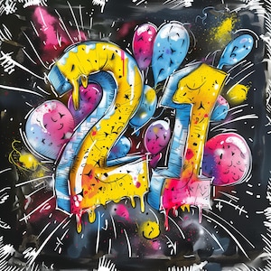 Carte de 21 ans, joyeux anniversaire, 21 ans, carte de voeux, carte d'anniversaire