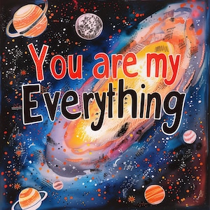 Magica carta romantica - Sei il mio tutto - Carta Universo Galattico - Carta di compleanno romantica, carta di San Valentino