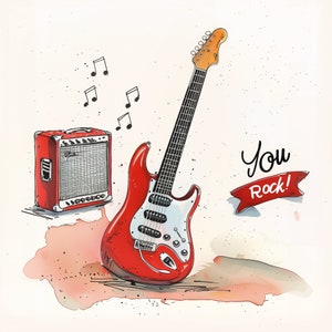 Wenskaart elektrische gitaar - You Rock! - Gitaarkaart