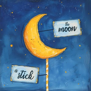 Lune sur un bâton, carte de voeux drôle - carte drôle, carte coquine, carte pour lui