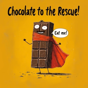 Funny Greetings Card - Chocolate to the Rescue - Card for Her, Chocolate Card for Her, Funny Card, Silly Card