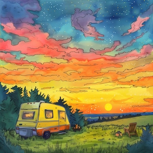 Carte Pour Les Fêtes, camping-car