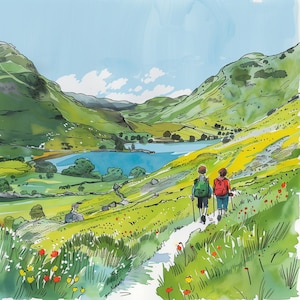 Cartão de felicitações para caminhadas - Caminhadas, Lake District, Campo, Cartão de felicitações para caminhantes
