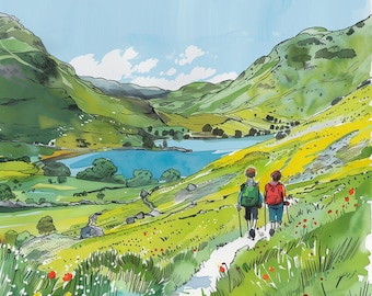 Walking Holiday Card - Hiking, Lake District, Countryside, Walkers Greeting Card