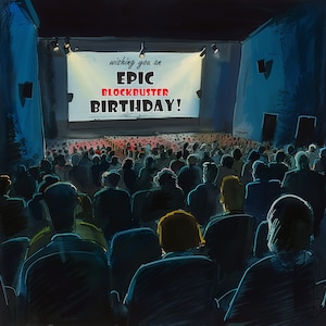 Cartão de feliz aniversário para amantes do cinema