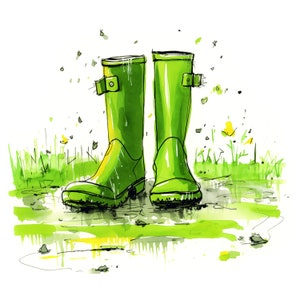 Carte de voeux pour jardinier - Love Gardening, carte Wellies, carte du jardinier