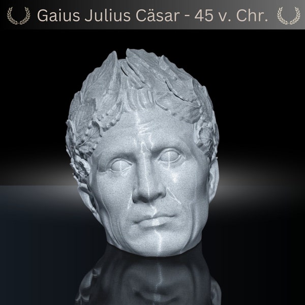 Skulptur Julius Caesar Deko Kopf, Antike römische Statue als Zimmer Deko Bücher Regal Accessoire für Wohnzimmer oder Büro