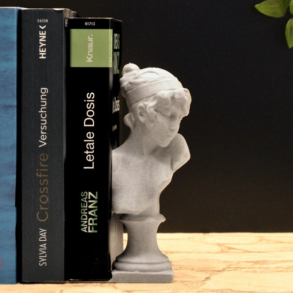 Sappho Skulptur Buchstütze - Bücherhalter als Statue, ideales Geschenk für Buchliebhaber oder zum Regal dekorieren