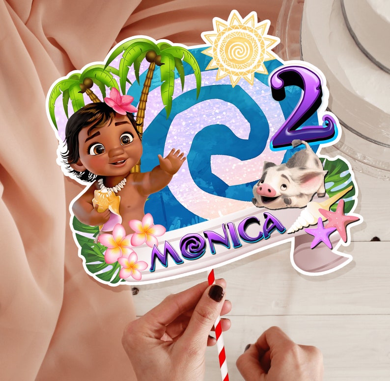 Moana Cake Topper, Baby Moana Printable Cake Topper, Birthday Party ...