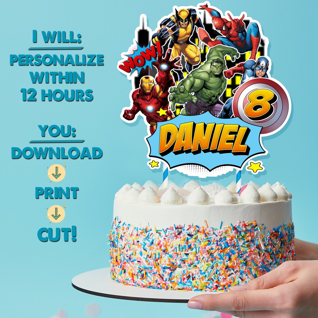 Avengers Cake Topper Printable Cake Topper Birthday Cake Etsy