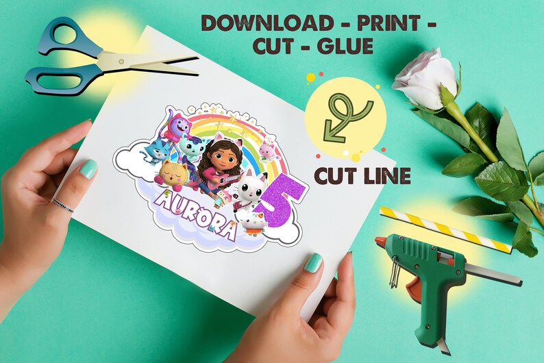 Gabby's Dollhouse Cake Topper Rainbow Printable Cake - Etsy