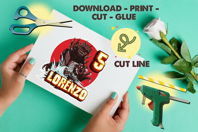 Godzilla Cake Topper Monsters Printable Cake Topper Birthday - Etsy