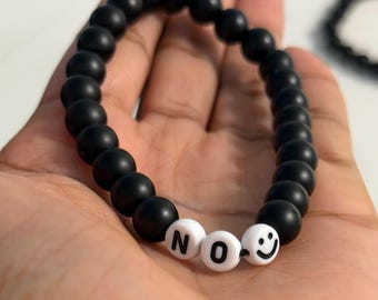 Unisex Matte Onyx Achat Bead Affirmation Armband