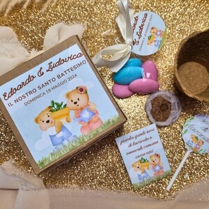 Bomboniera piantabile, con semi di lavanda, confetti, grafica personalizzata, per battesimi cresime, comunioni, matrimoni