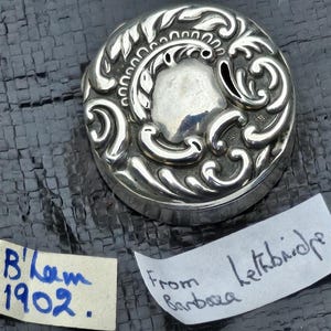 Antique Sterling Silver Pill Box , Marked Inside